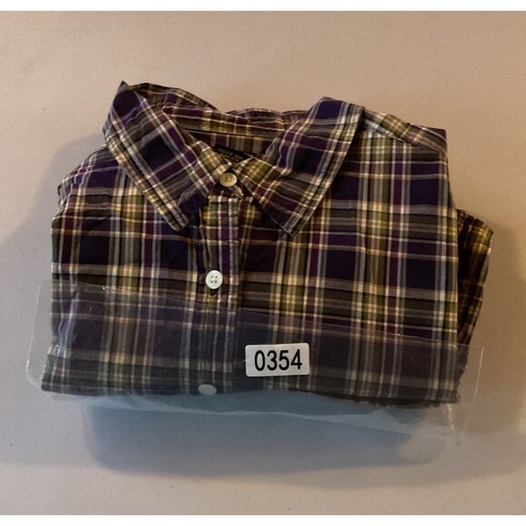 Abercrombie & Fitch Plaid Long Sleeve Button-Up Shirt  Purple & Green Medium Fit - Picture 8 of 9